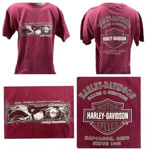 Vintage Harley Davidson T-Shirt Steel, Rubber, Leather And Chrome Napoleon Sz L